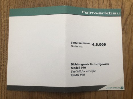 Feinwerkbau FWB Dichtungssatz P70